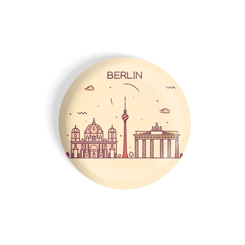 dhcrafts Round Fridge Magnet Brown Color Berlin Glossy Finish Design Pack of 1 (58 mm)